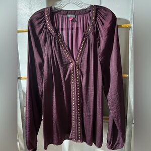 Vince Camuto Deep Plum Gathered Neck Blouse